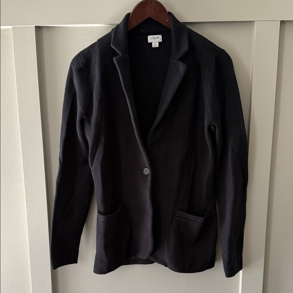 J. Crew Women's Knit Button Black Blazer
